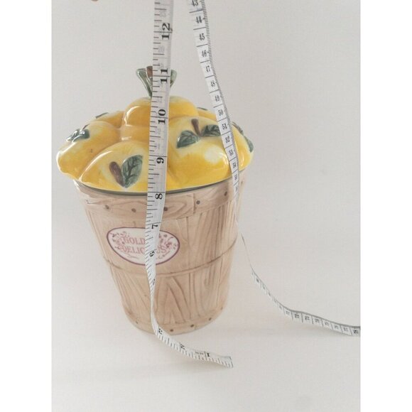 Pfaltzgraff Golden Delicious Apple Basket Ceramic Cookie Jar 11" Dishwasher & Mi - Picture 6 of 12